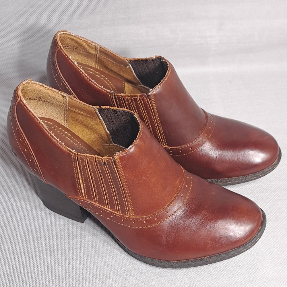 b.o.c. Born Concept Brown Leather Shooties Ankle Boots Women's Size 8/39